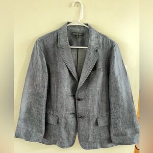 Lafayette 148 New York Linen Blazer Jacket Blue 16